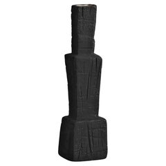 Handmade Pillar-Shaped Ceramic Vase, with Etched Texture