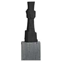 Handmade Pillar-Shaped Ceramic Vase, with Etched Texture