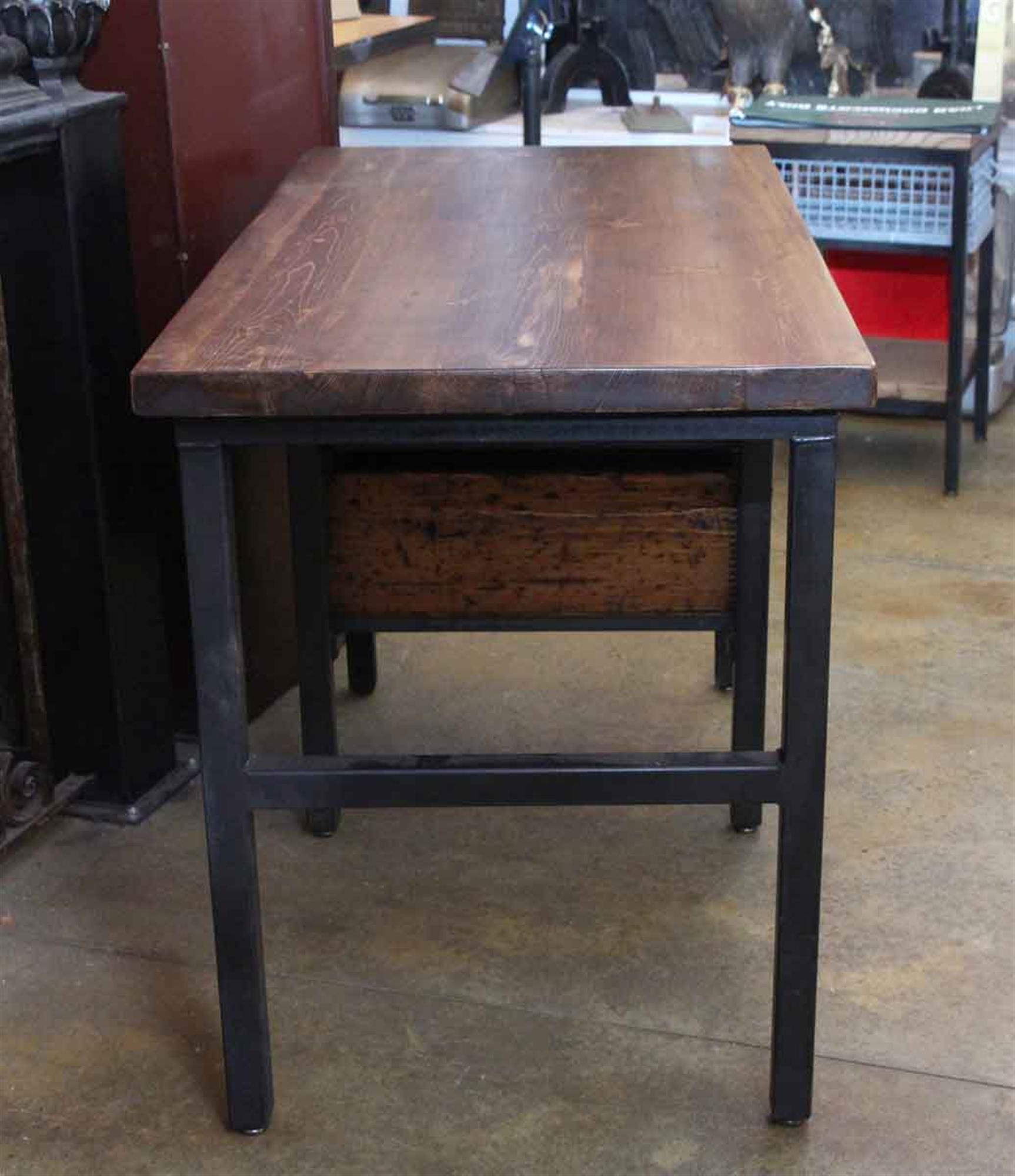 Industrial Handmade Pine Desk with 2 Wooden Bins
