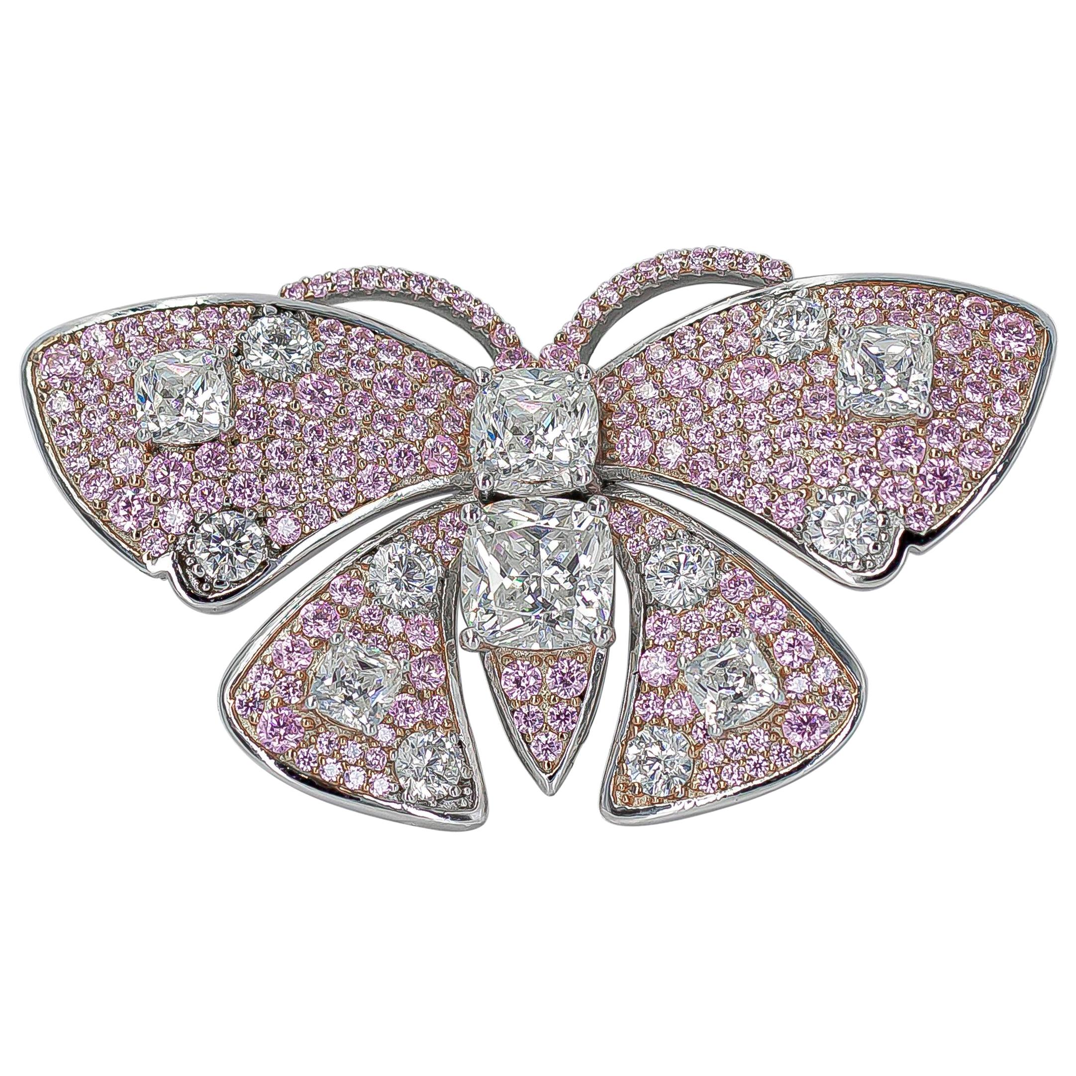 Handmade Pink Butterfly Brooch For Sale