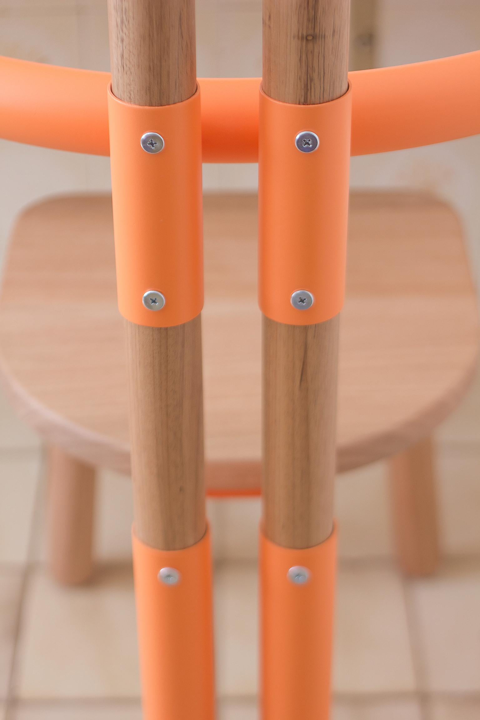 Handmade PK12 Chair, Carbon Steel Structure & Turned Wood Legs by Paulo Kobylka For Sale 5