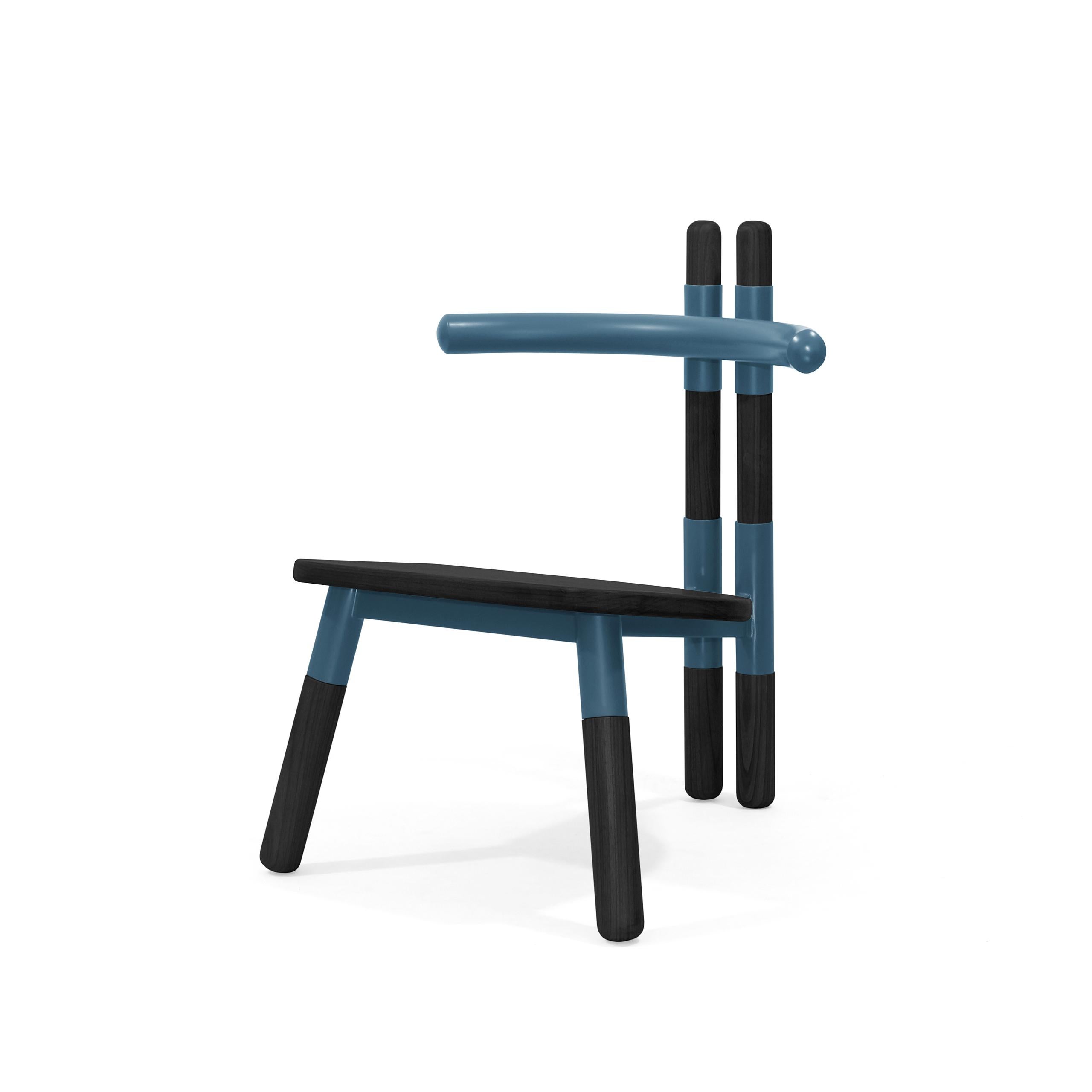 Brazilian Handmade PK13 Armchair, Steel Structure and Ebonized Wood Legs by Paulo Kobylka For Sale