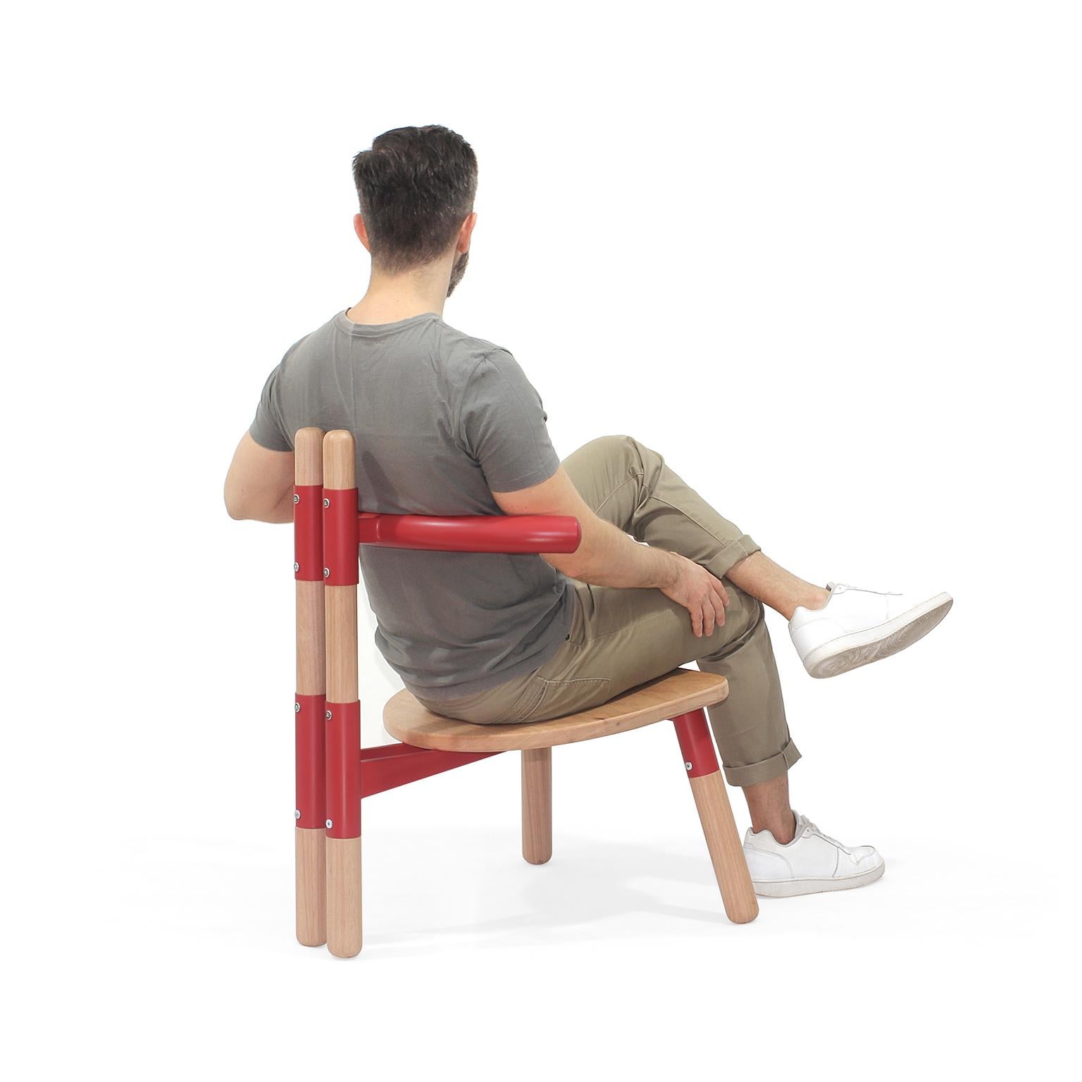 Handmade PK13 Armchair, Steel Structure and Turned Wood Legs by Paulo Kobylka For Sale 3