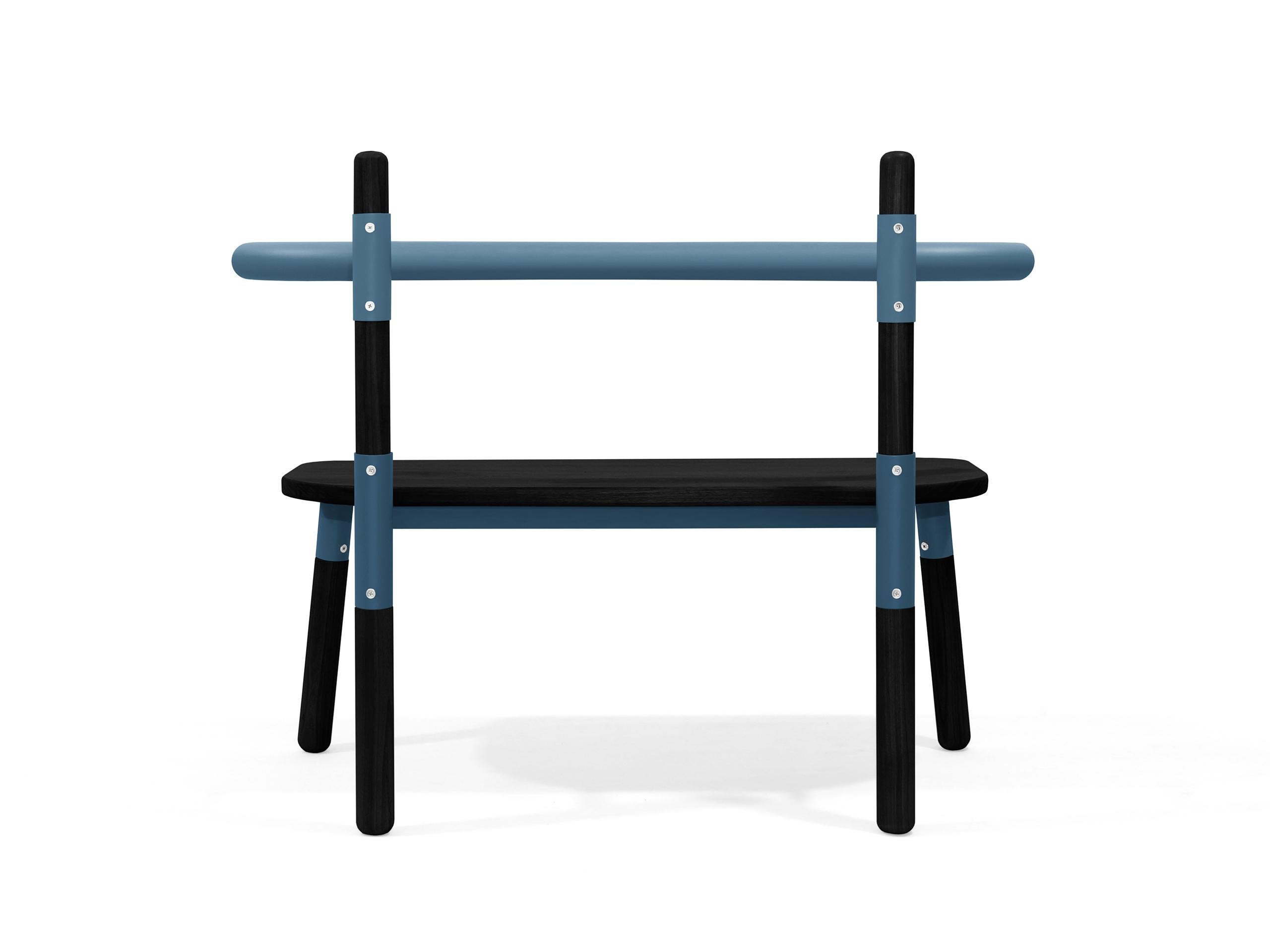 Contemporary Handmade PK14 Double Chair, Steel Structure and Ebonized Legs by Paulo Kobylka For Sale