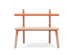 Chaise double PK14 faite à la main, structure en acier et pieds en bois tourné de Paulo Kobylka