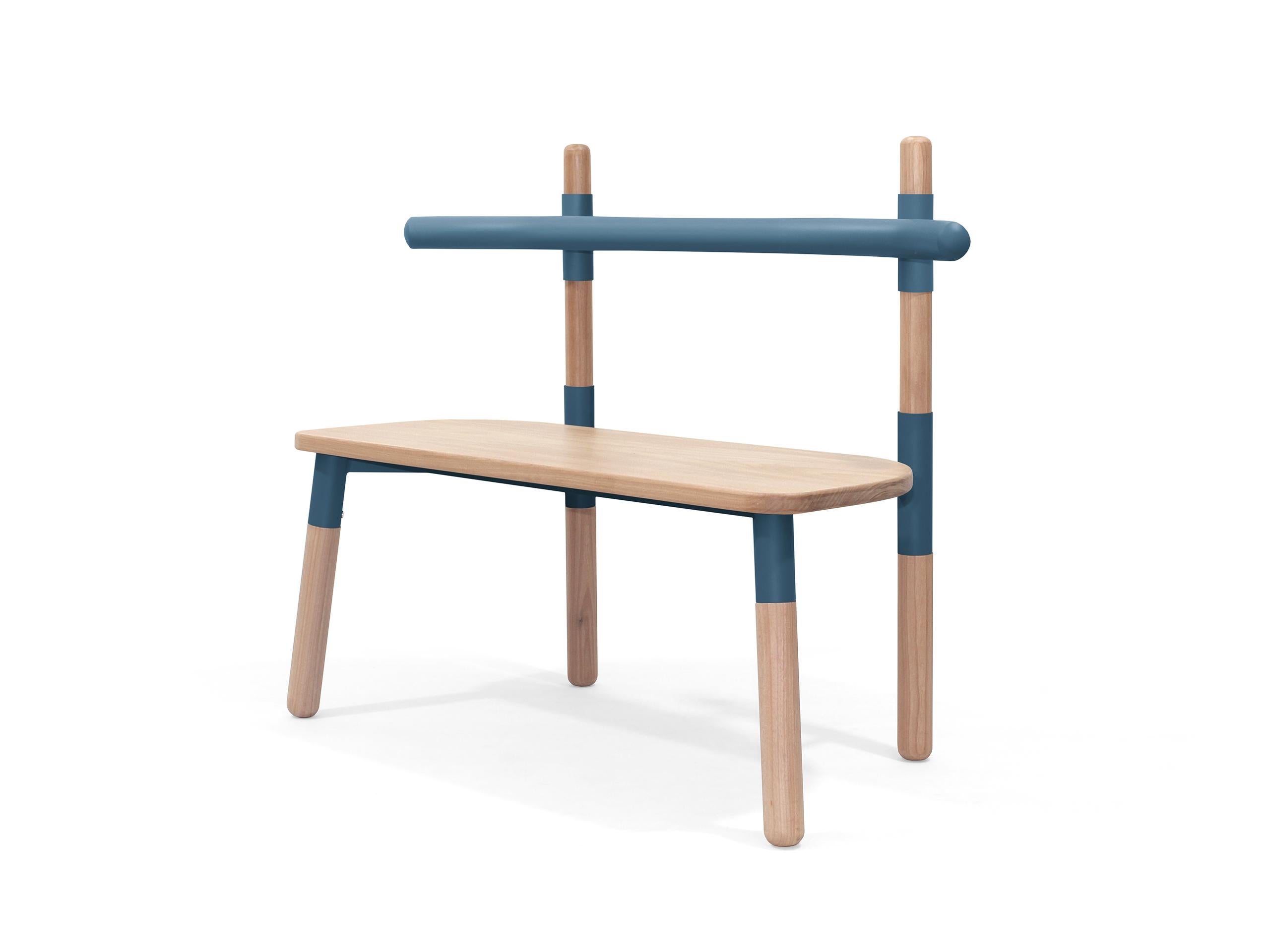Handgefertigter PK14-Doppelstuhl mit Stahlstruktur und gedrechselten Holzbeinen von Paulo Kobylka (Moderne) im Angebot