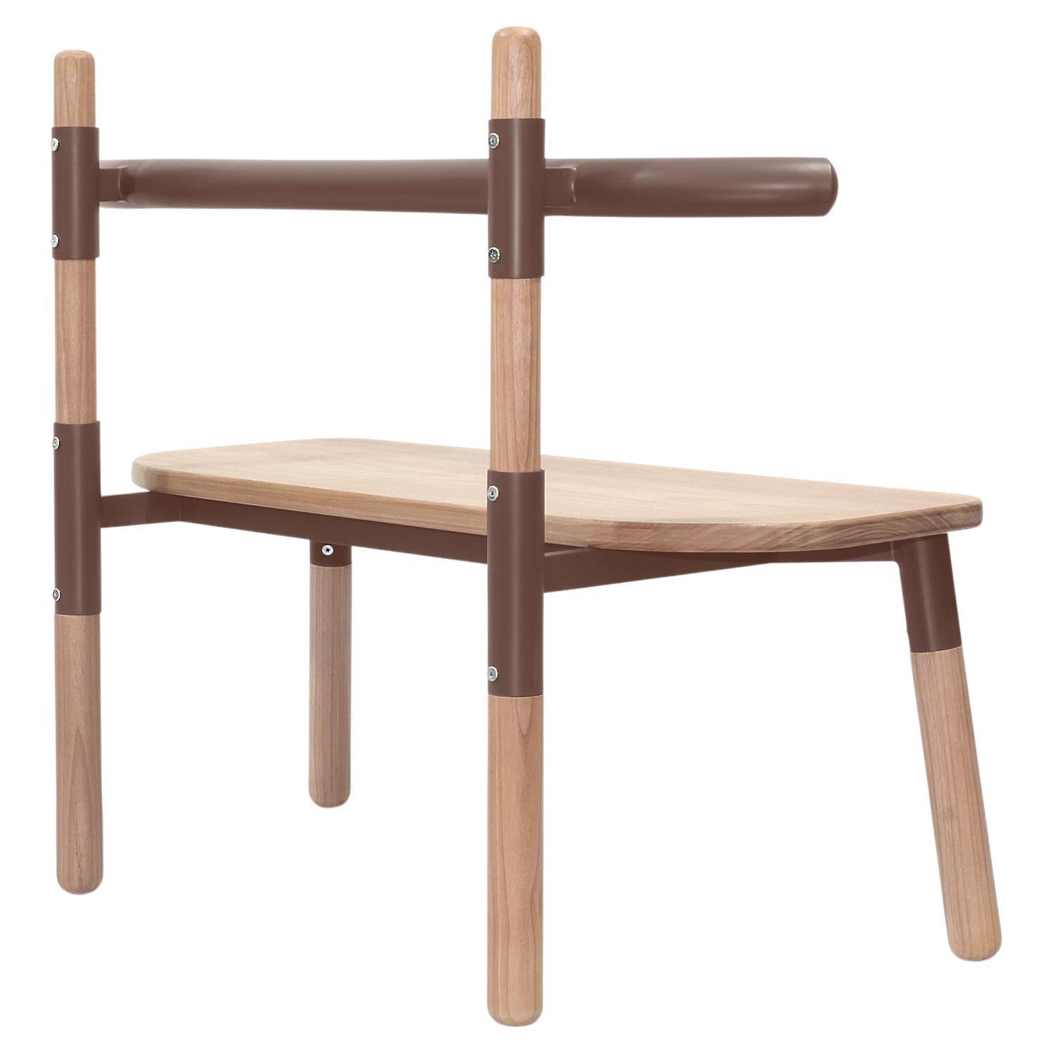 Handgefertigter PK14-Doppelstuhl mit Stahlstruktur und gedrechselten Holzbeinen von Paulo Kobylka im Angebot