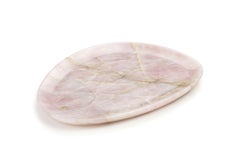Plate Platter Serveware Solid Rose Quartz Marble Hand-carved Collectible Italy