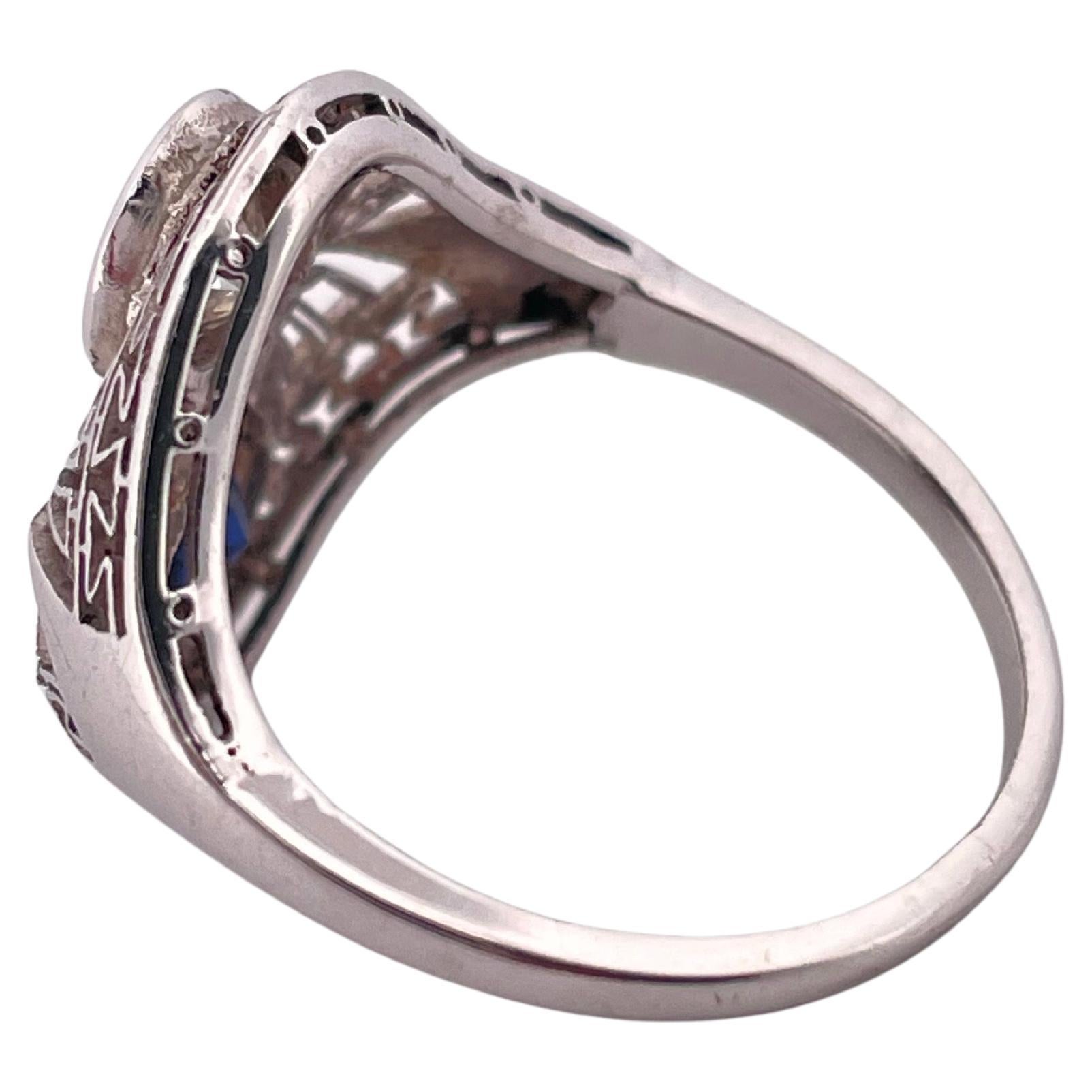 Anello in platino fatto a mano con zaffiro da 0,80 ct. e diamante da 0,60 ct. in vendita 1