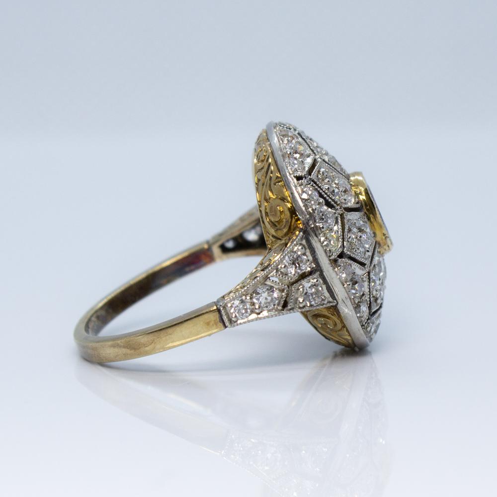Art Deco Handmade Platinum 1.10 Carat Ruby and Old Mine Cut Diamonds Ring