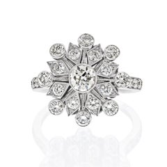 Handmade Platinum 1.50cttw Ladies Diamond Snowflake Ring