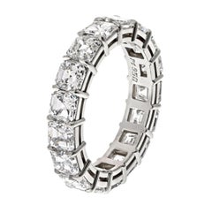 Handmade Platinum 7.82cttw Diamond Asscher Cut Eternity Band