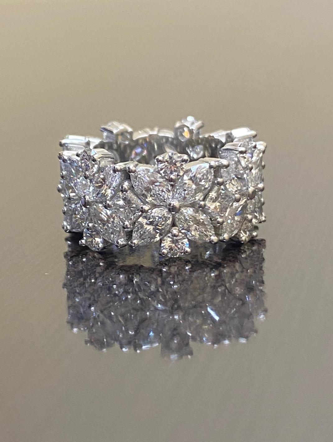 Handmade Platinum 7.90 Ct. Round Princess Cut and Marquise Diamond Eternity Band For Sale 5