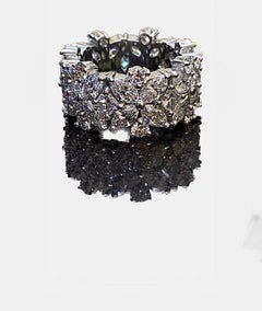 Handmade Platinum 7.90 Ct. Round Princess Cut and Marquise Diamond Eternity Band