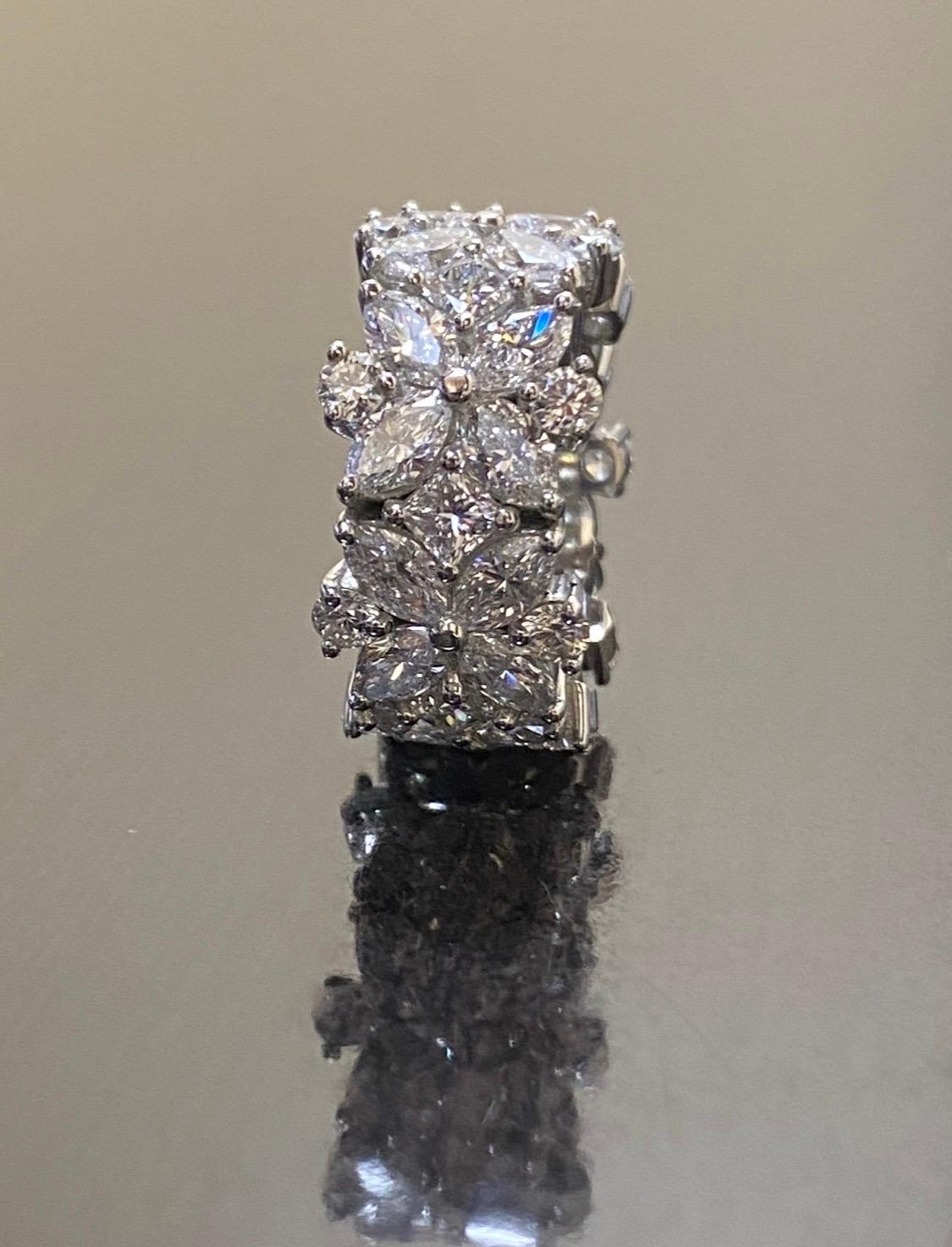 Handmade Platinum 7.90 Ct. Round Princess Cut and Marquise Diamond Eternity Band For Sale 2