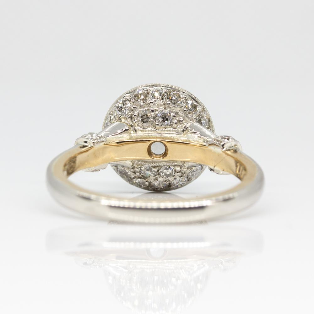Art Deco Handmade Platinum and 18 Karat Gold Antique Diamonds Ring