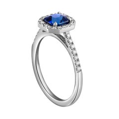 Handmade Platinum, Certified Kashmir Blue Sapphire and Diamond Surround Ring