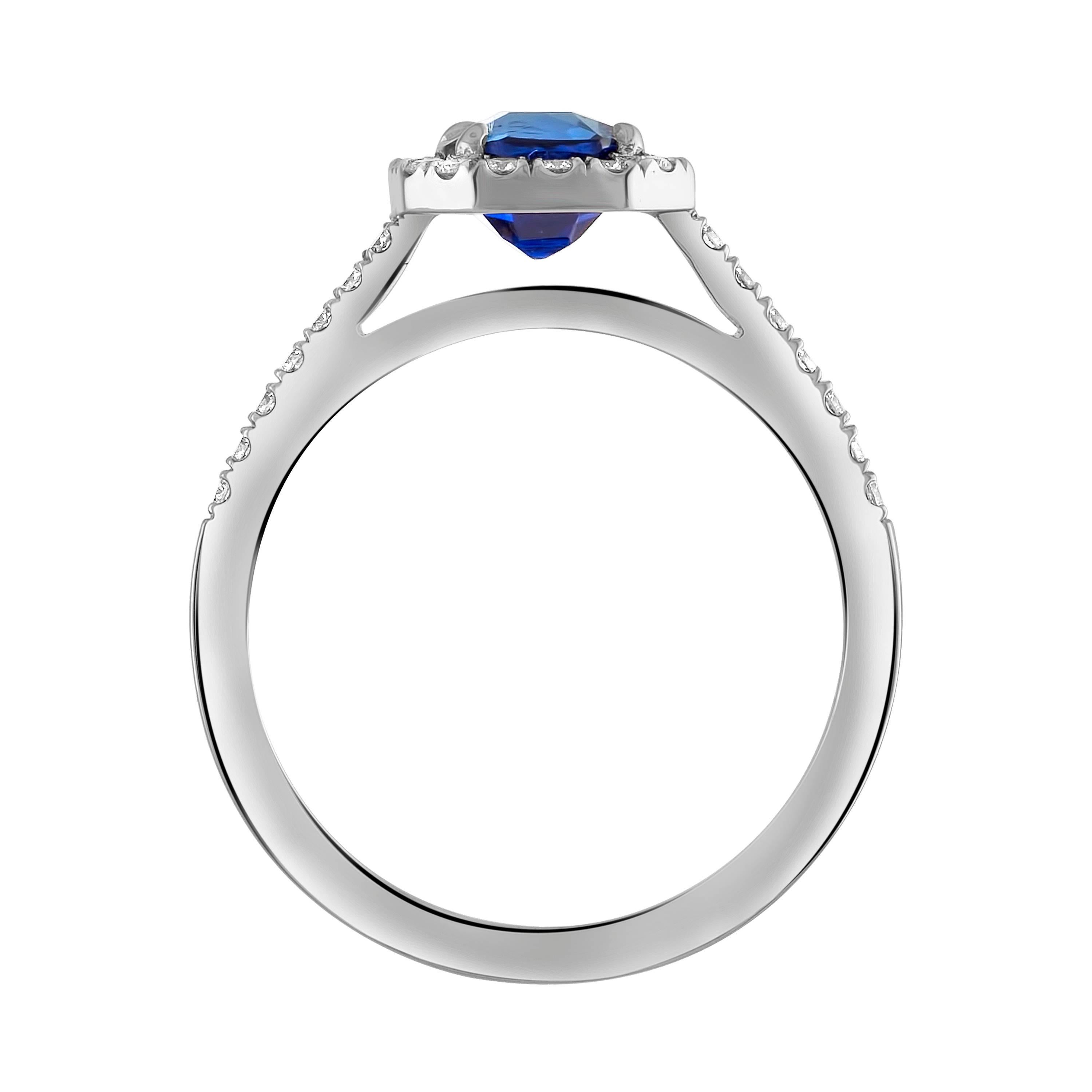 Handmade Platinum, Certified Kashmir Blue Sapphire and Diamond Surround Ring In New Condition For Sale In Washington, DC