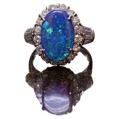 Handmade Platinum Diamond 2.65 Carat Australian Halo Black Opal Engagement Ring