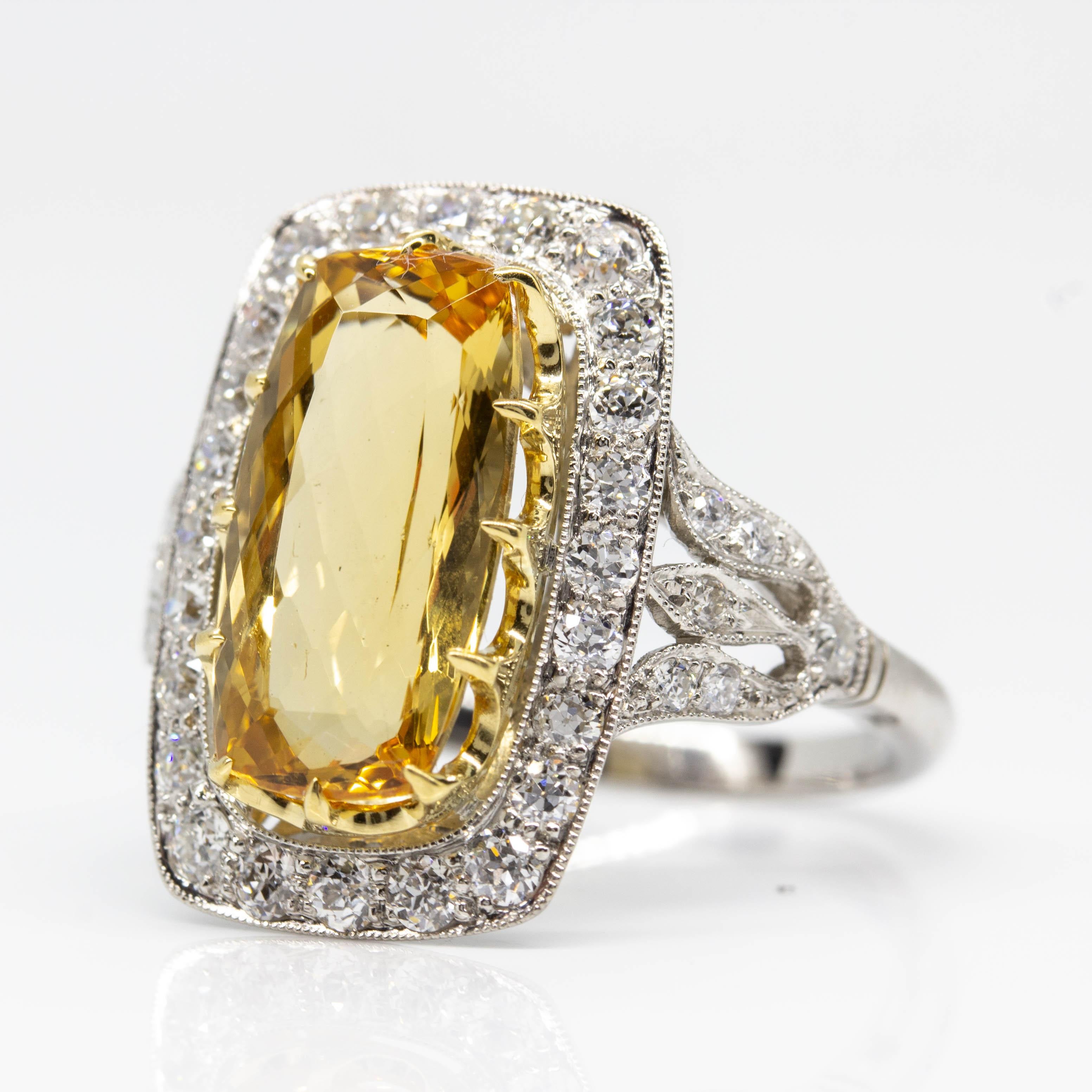 yellow topaz diamond ring