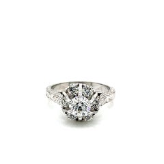Handgefertigter Platin-Diamant-Verlobungsring - Alter europäischer Stil