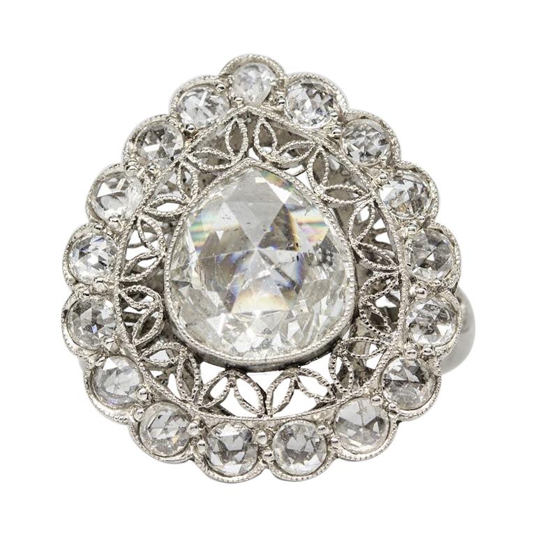 Handmade Platinum Diamond Ring For Sale