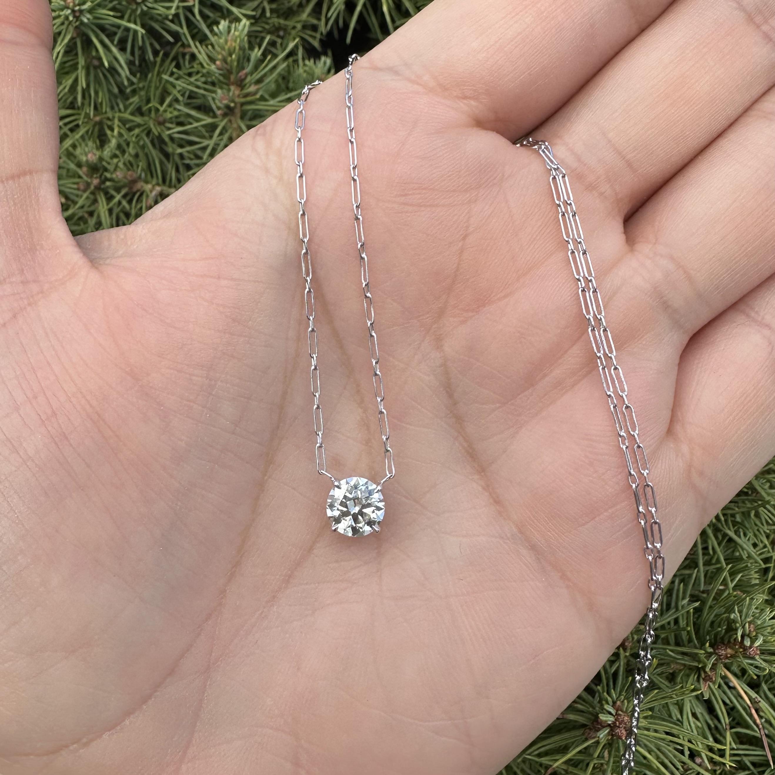 Collier pendentif solitaire en platine GIA 1,20 ct de diamant taille européenne ancienne fait main en vente 6