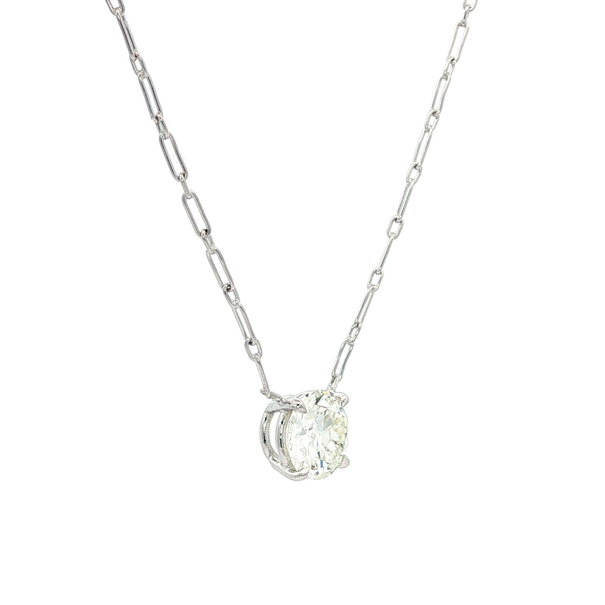 Taille ronde Collier pendentif solitaire en platine GIA 1,20 ct de diamant taille européenne ancienne fait main en vente