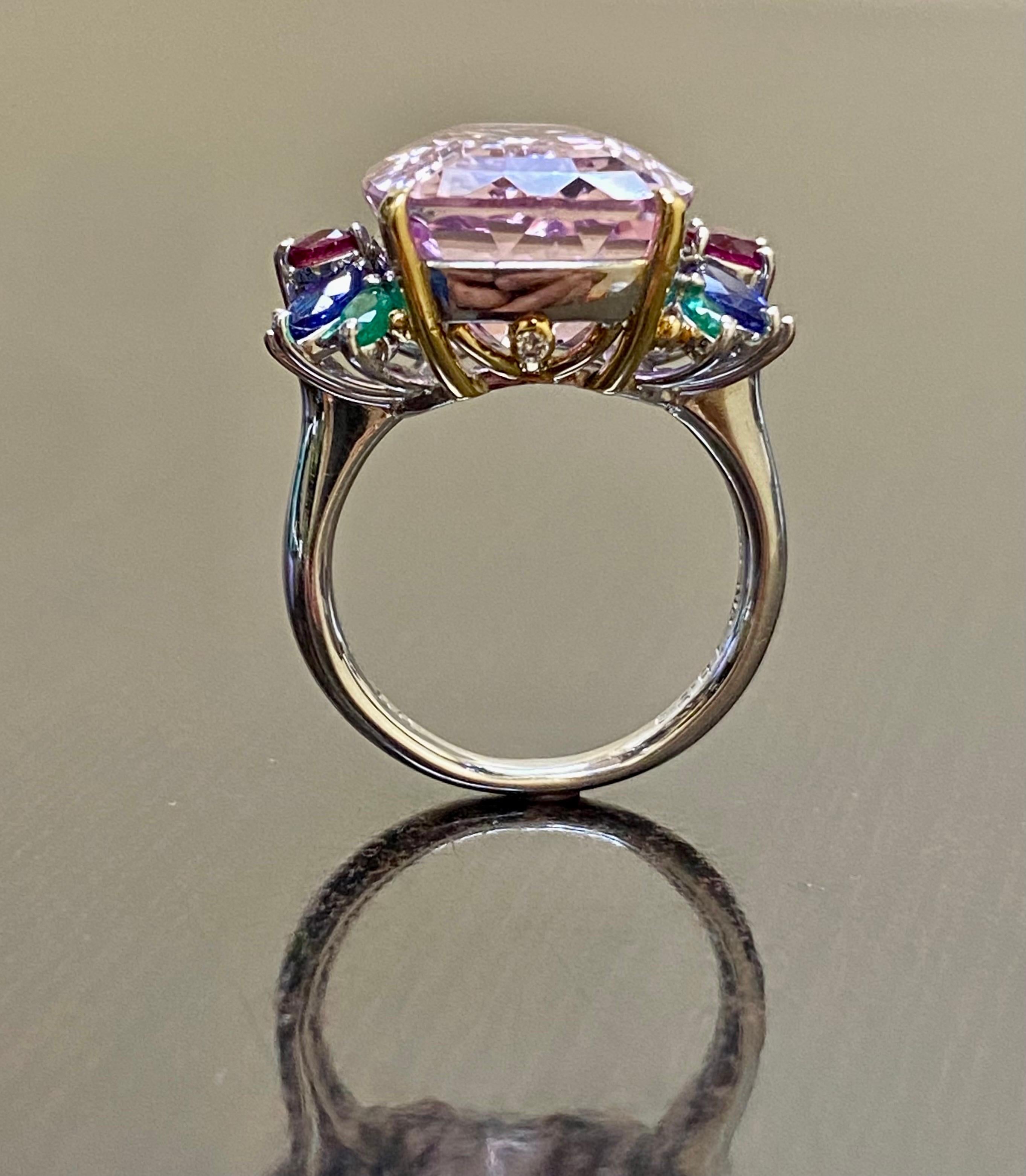 Handmade Platinum GIA Certified 18.90 Carat Cushion Cut Pink Topaz Ring In New Condition For Sale In Los Angeles, CA