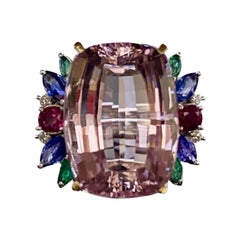 Handmade Platinum GIA Certified 18.90 Carat Cushion Cut Pink Topaz Ring