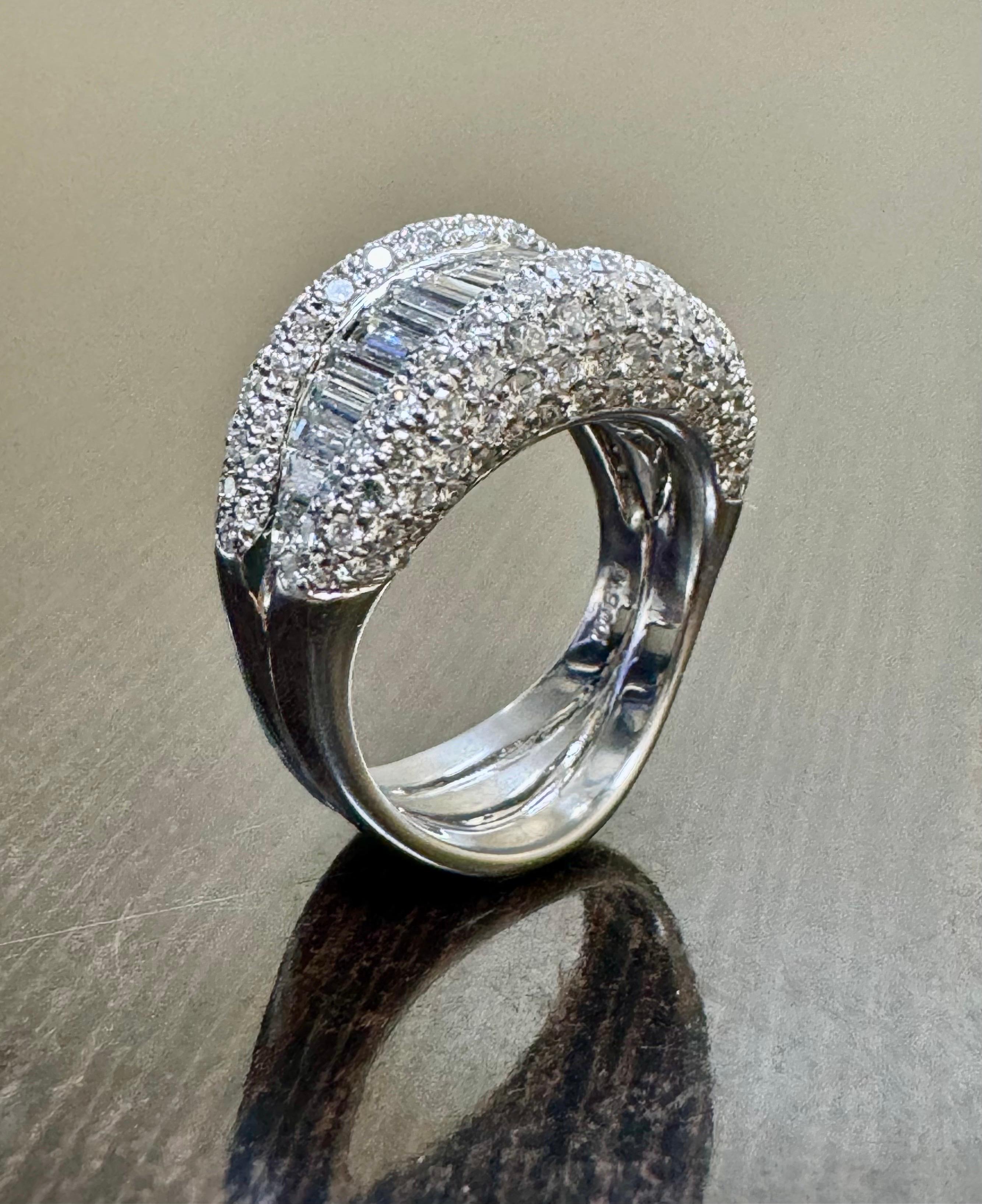 Baguette Cut Handmade Platinum Pave and Channel Set Baguette 3.76 Carat Diamond Band For Sale