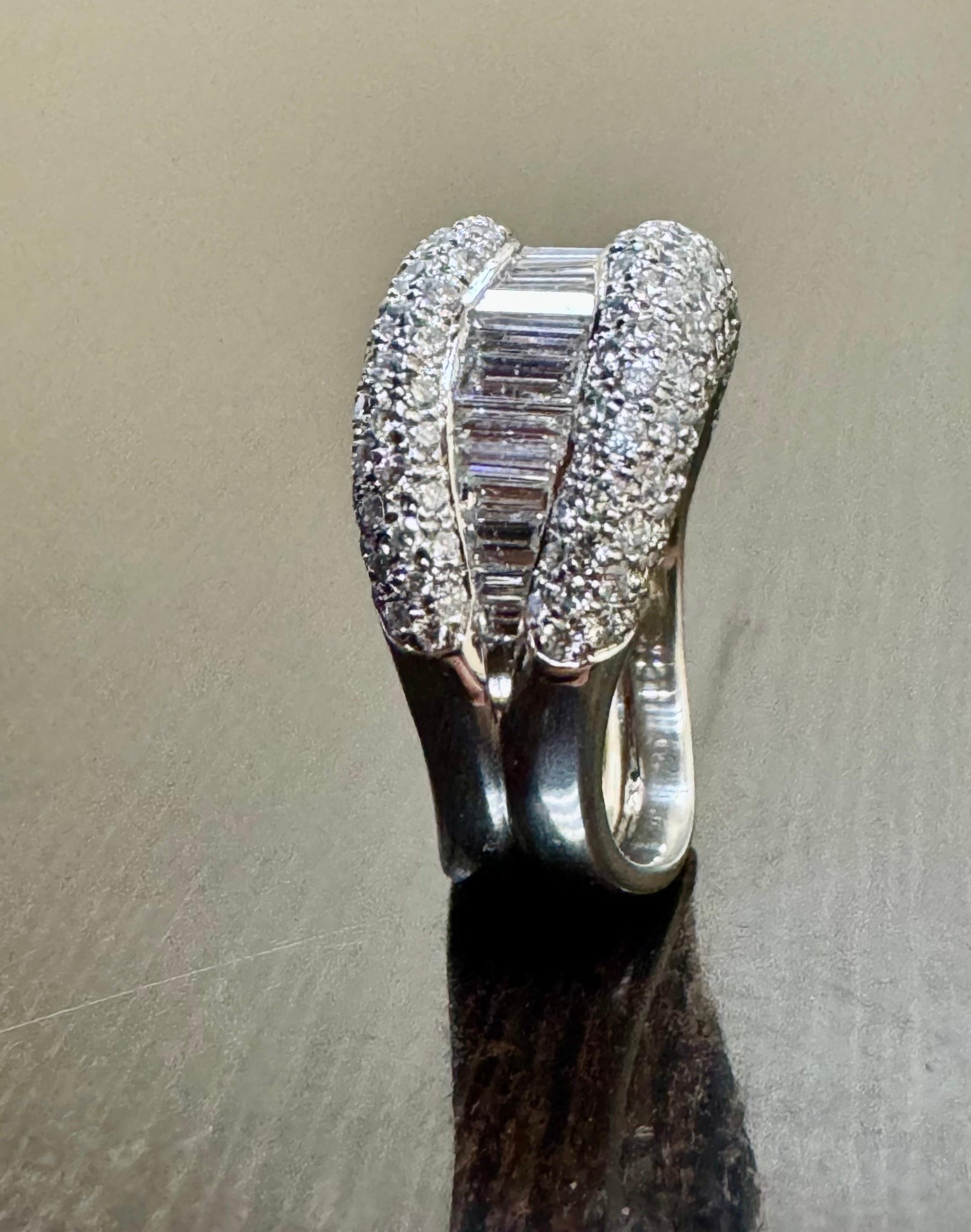 Handmade Platinum Pave and Channel Set Baguette 3.76 Carat Diamond Band In New Condition For Sale In Los Angeles, CA