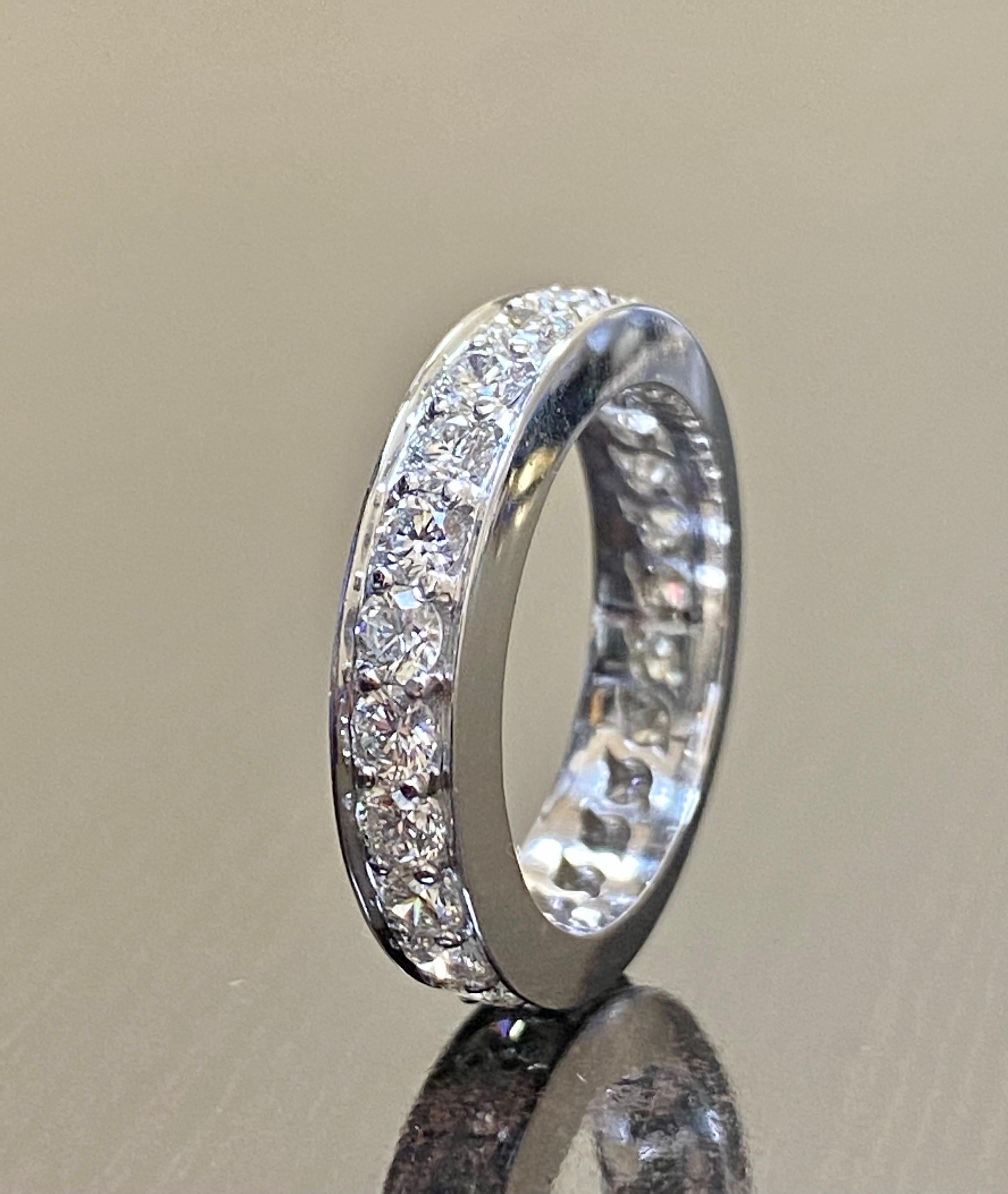 Handmade Platinum Pave Diamond Eternity Engagement Band In New Condition For Sale In Los Angeles, CA