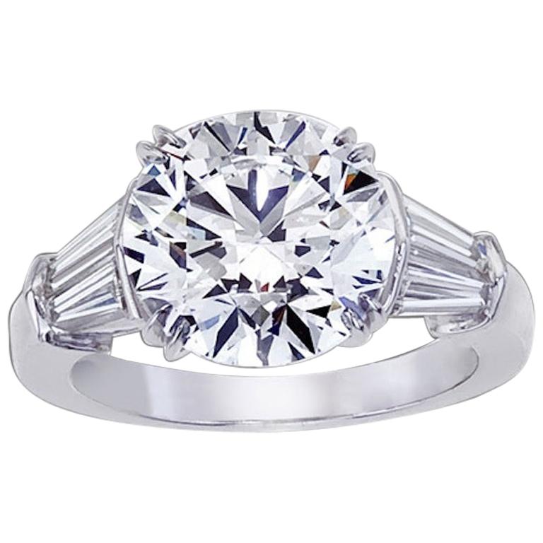 Handmade Platinum Round Diamond Engagement Ring, 5.02 Carat EVS1-GIA For Sale