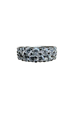 Handmade Platinum Two Row 4 Carat Diamond Eternity Engagement Band