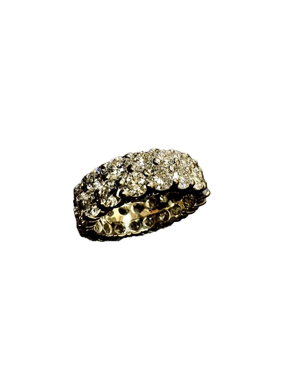 Handmade Platinum Two Row 4 Carat Diamond Eternity Engagement Band For Sale 1