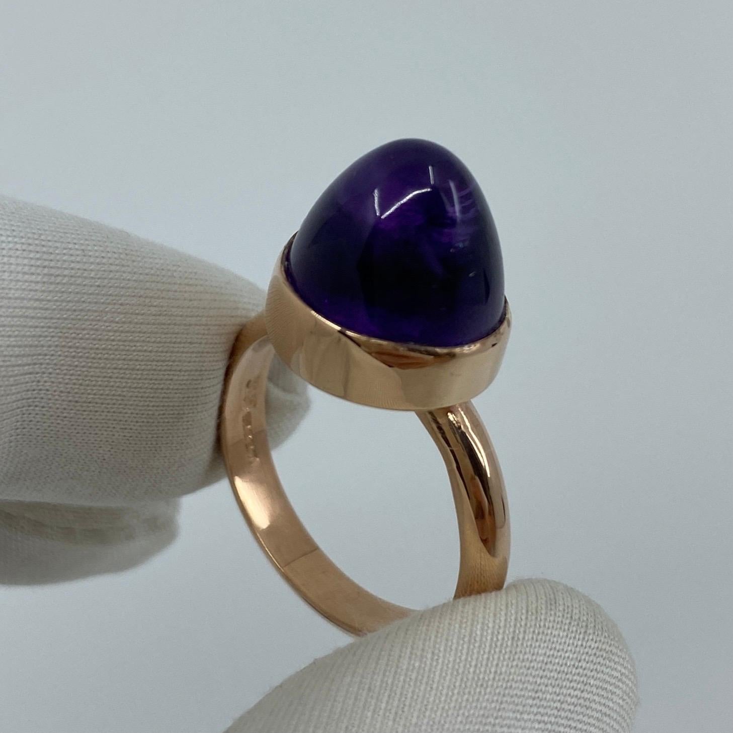 Pointed Cabochon Amethyst 9k Rose Gold Handmade Ring.

Beautiful deep purple amethyst with a unique pointed cabochon cut.
Set in a handmade rubover solitaire ring.

Ring size Q1/2. The ring is re-sizeable.

The ring is brand new and never worn.
A