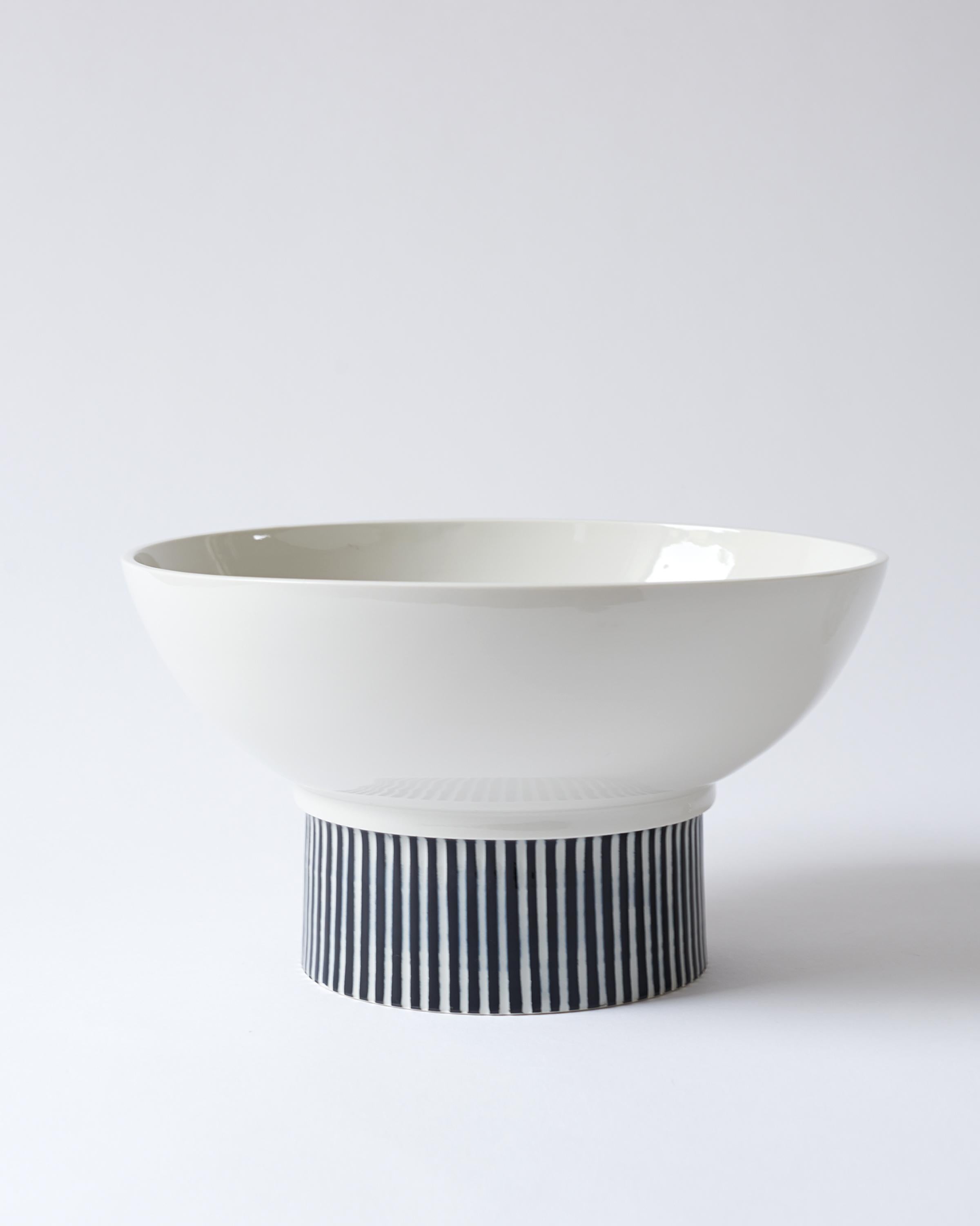 Glazed Handmade Porcelain Bowl, Elevated, Striped, Modular, Contemporary, Modern  For Sale