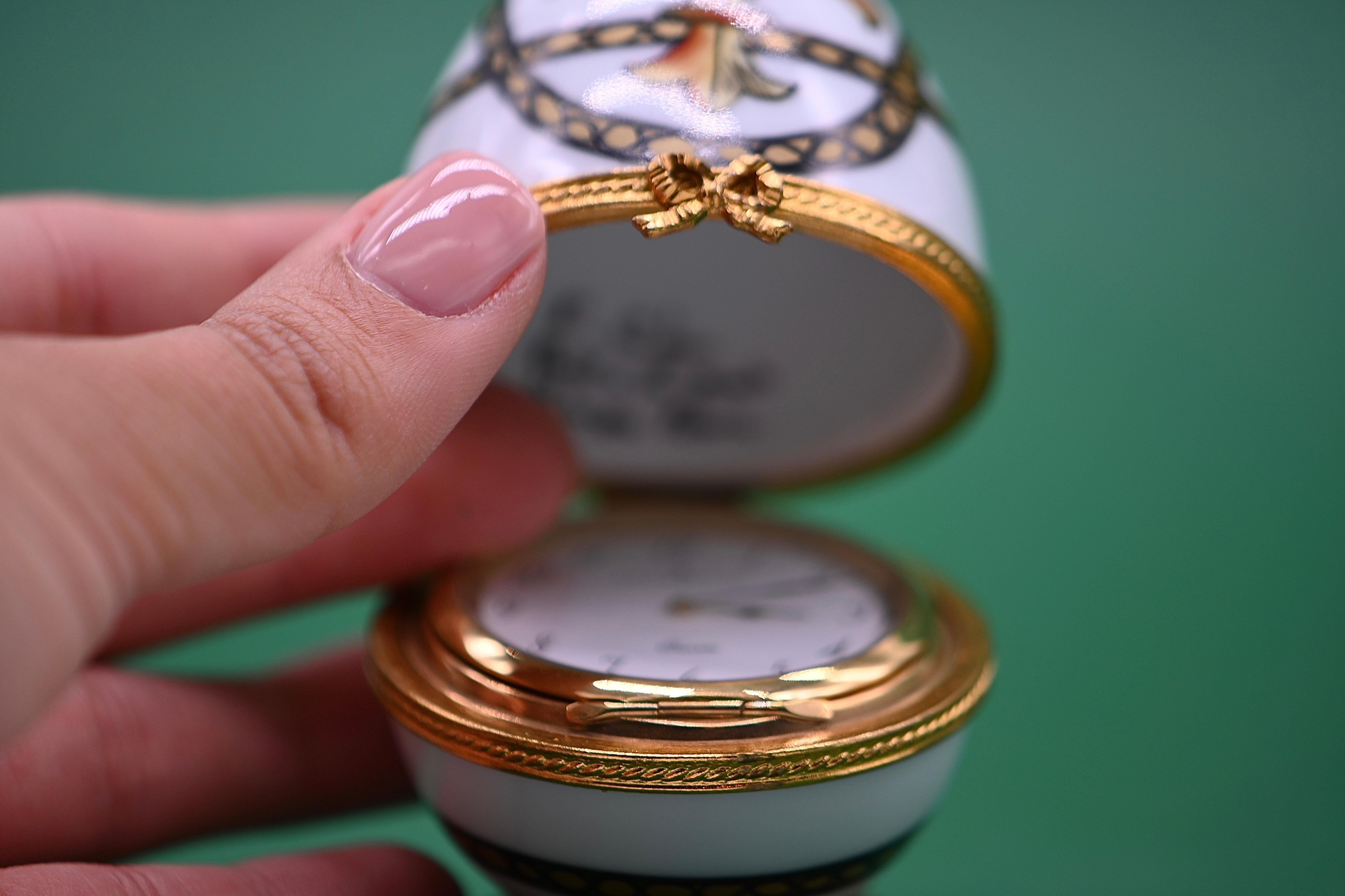 Women's or Men's Handmade Porcelain Egg Clock For Sale