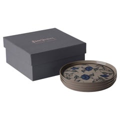 Handgefertigtes Porzellan-Dessertteller-Set „Flora“, rund, 4er-Set, „Rock“