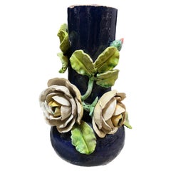 Französische Majolika-Vase aus handgefertigtem Porzellan