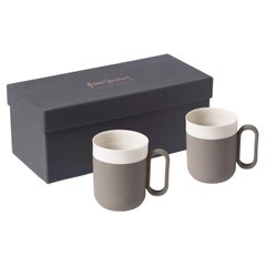 Handmade Porcelain Mug Set of 2 by Esma Dereboy  – Rock Ivory, Award Winning