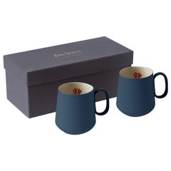 Set di due tazze in porcellana fatte a mano Colore dell'oceano - Esma Dereboy Corallo rosso