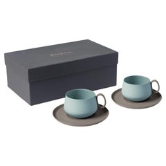 Handmade Porcelain Tea Cup With Saucer Set of 2 - Rock Aqua  Esma Dereboy Tube