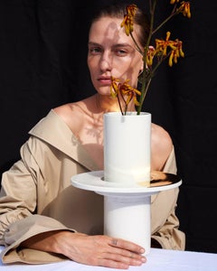 Handmade Porcelain Modular Vase, Ring with 24-Karat Gold, Contemporary