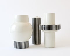 Handmade Porcelain Vase, Modular, Striped Ring, Contemporary, Modern