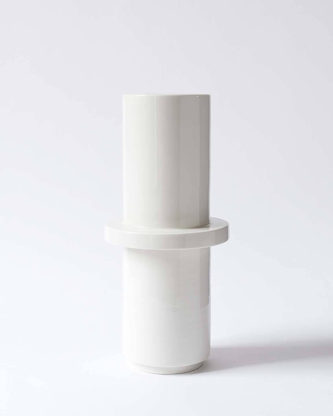 Glazed Handmade Porcelain Vase with 24k Gold, Modular, Contemporary, Minimalist  For Sale