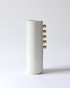 Handmade Porcelain Vase with Brass Balls, Contemporary, Playful