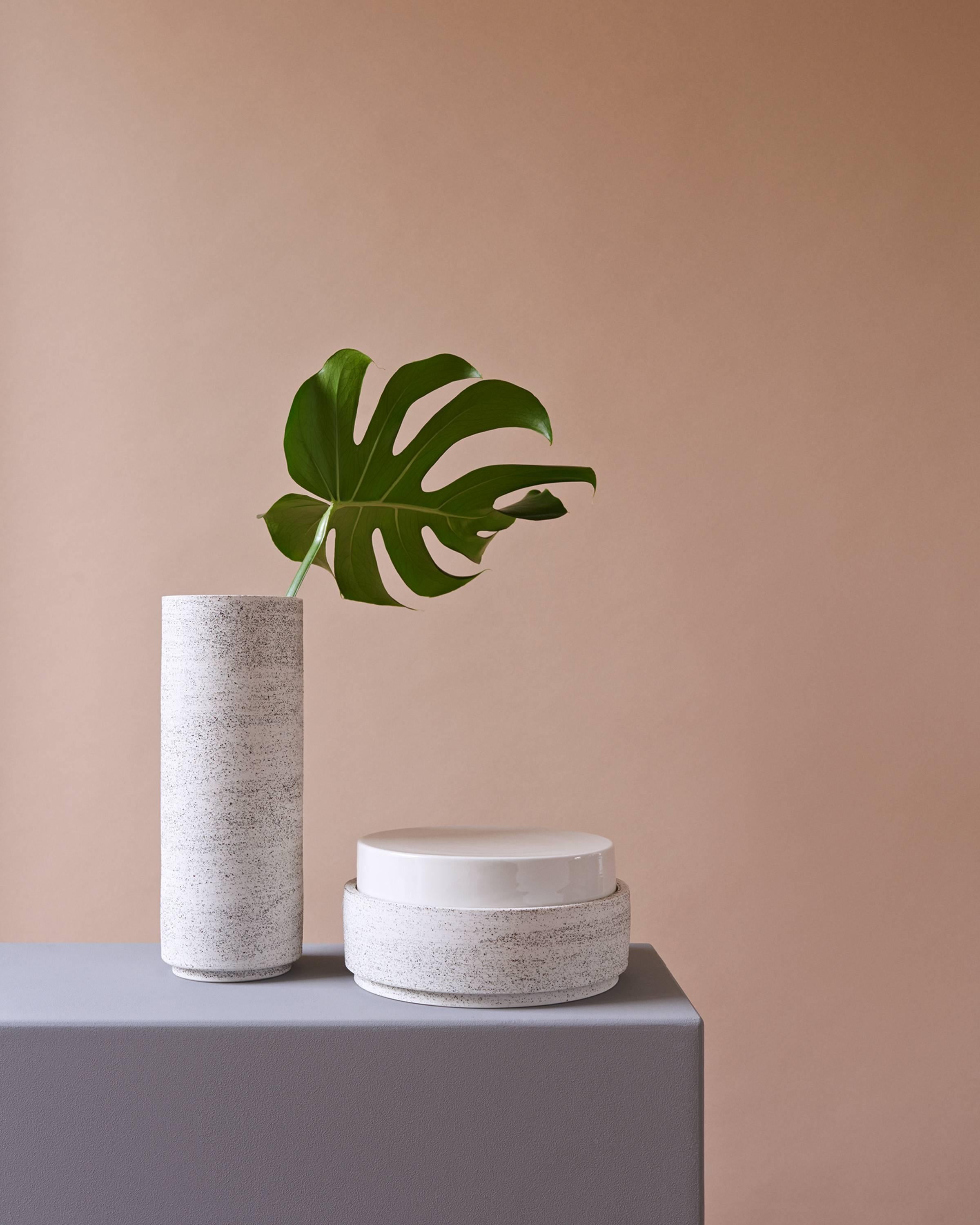 Glazed Handmade Porcelain Vase with Volcanic Sand, Contemporary, Modern For Sale