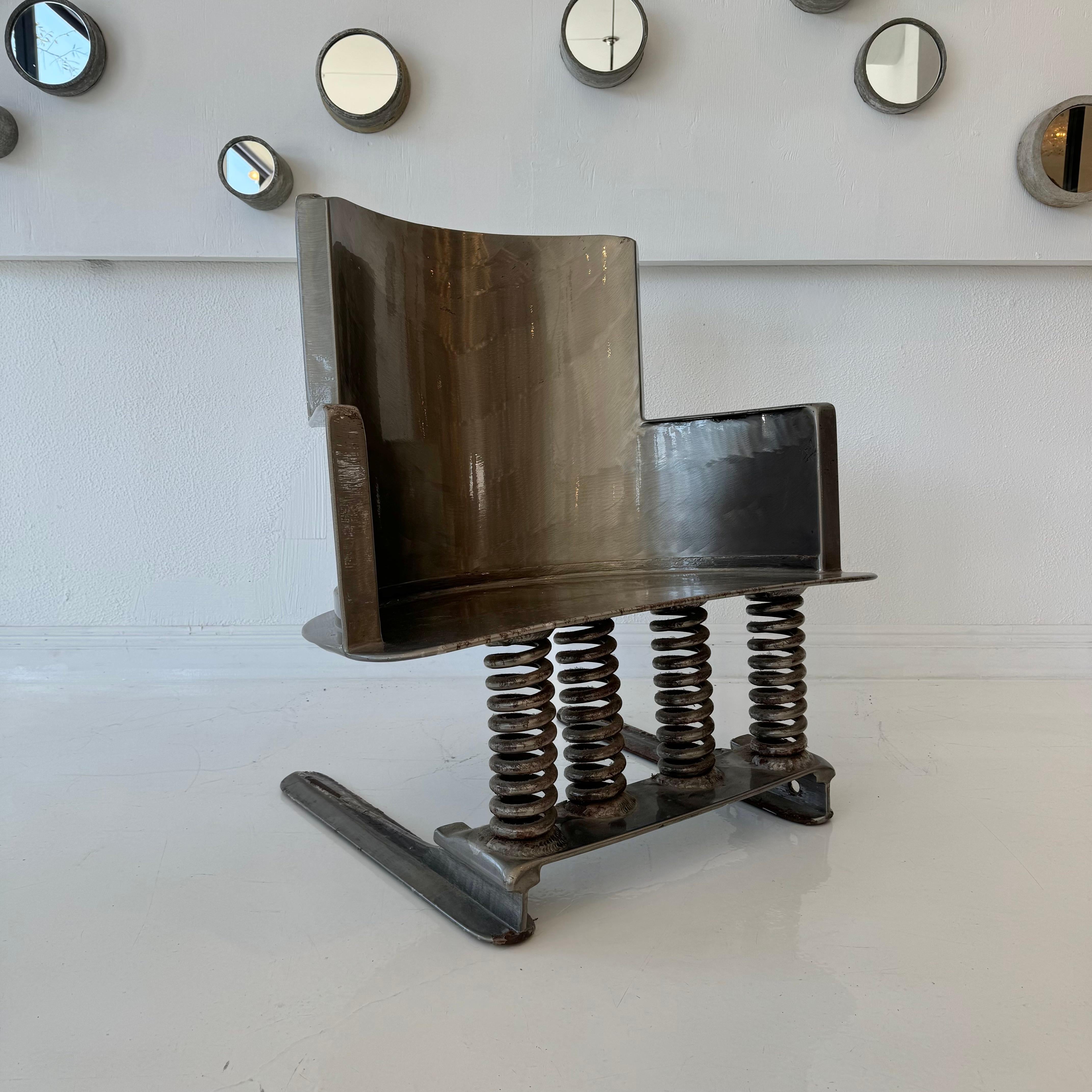 Hand-Crafted Handmade Post-Modern Steel Chair, 2002 USA